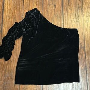 Joie size 4 black velvet one shoulder top NWOT